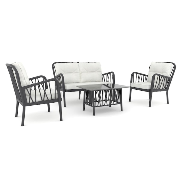 Rainbow Outdoor Gala 4 Pc Seating Set w/cushion-Anthracite RBO-GALA-ANT-4PS - main